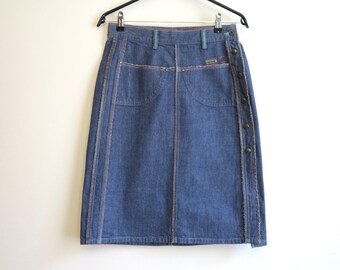 DIESEL デニムスカート ブルー ハイウエスト ジーンズ ペンシルスカート ボタンアップスカート Sサイズ
