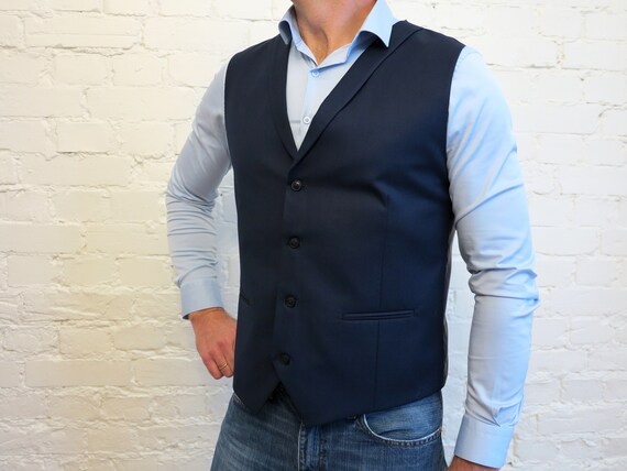 Mens Vest Formal Gentlemen s Steampunk Vest Dark Blue Formal Vest Edwardian Victorian Renaissance Vest Large Size Etsy Canada
