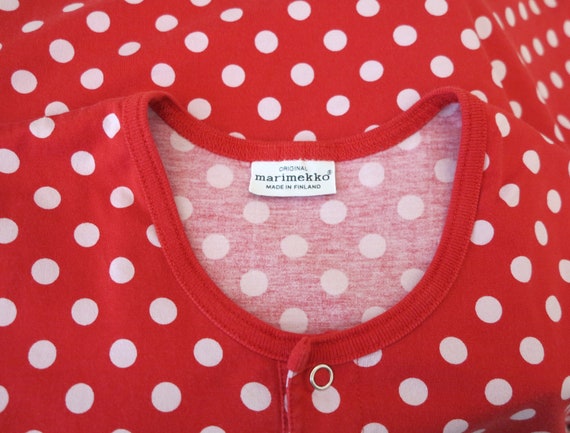 MARIMEKKO Shirt Red White Polka Dot Blouse Womens… - image 5