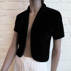 Vintage Black Velvet Bolero Jacket, FIGURA Finland, Extra Small