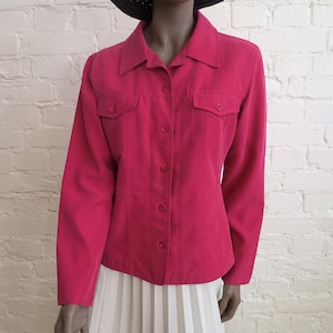 Hot Pink Summer Womens Jacket Buttons Up Fuchsia Pink Blazer Small Size