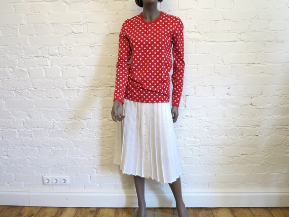 MARIMEKKO Shirt Red White Polka Dot Blouse Womens… - image 2