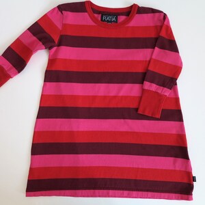 RISTOMATTI RATIA Robe enfant Robe trapèze rose rouge à rayures en tricot de coton Robe fille taille 100 image 3