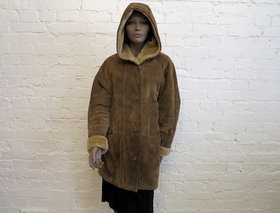 シアリングレディースコート キャメルブラウン スエードレディース