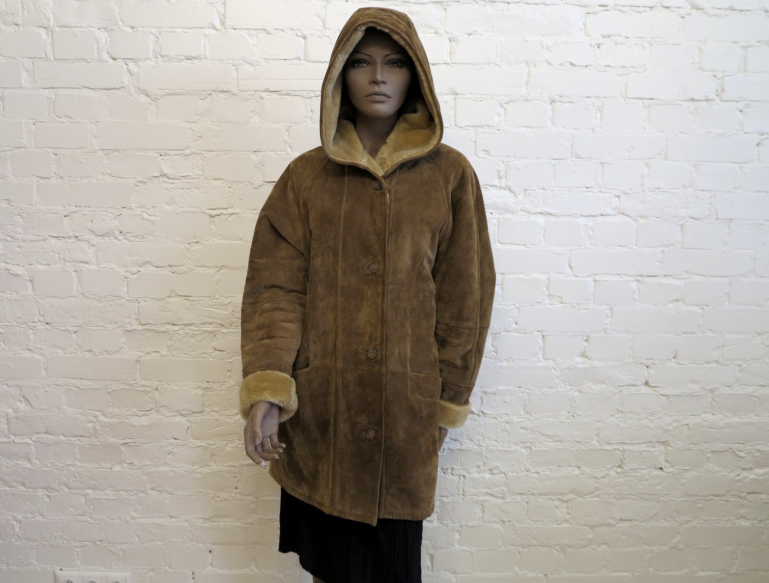 シアリングレディースコート キャメルブラウン スエードレディース