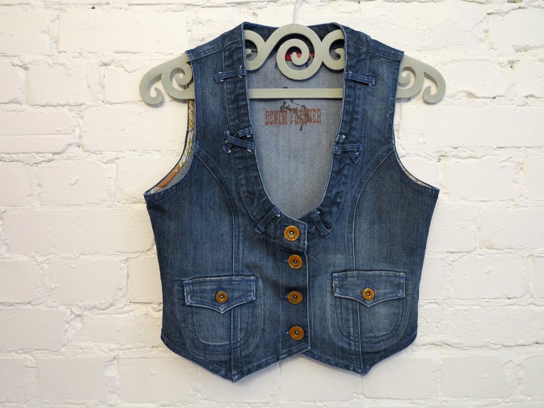 Blue Denim Vest Womens Denim Vest Fitted Jens Waistcoat Stretchy Denim