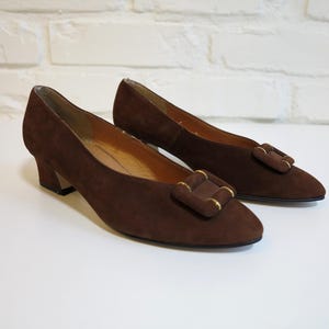 SAGINA SENELLI Brown Leather Shoes Suede Classic Pumps Genuine Leather Buckle Pumps Women's Shoes Made in Italy