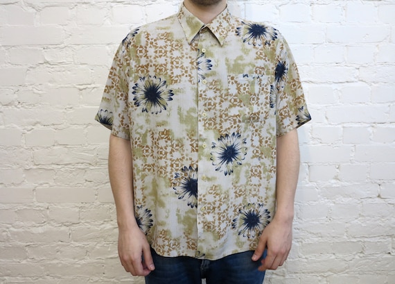 Pierre Cardin Chemise homme en viscose a rayures florales Chemise homme manches courtes boutonnee Chemise d ete tres grande taille Etsy Canada