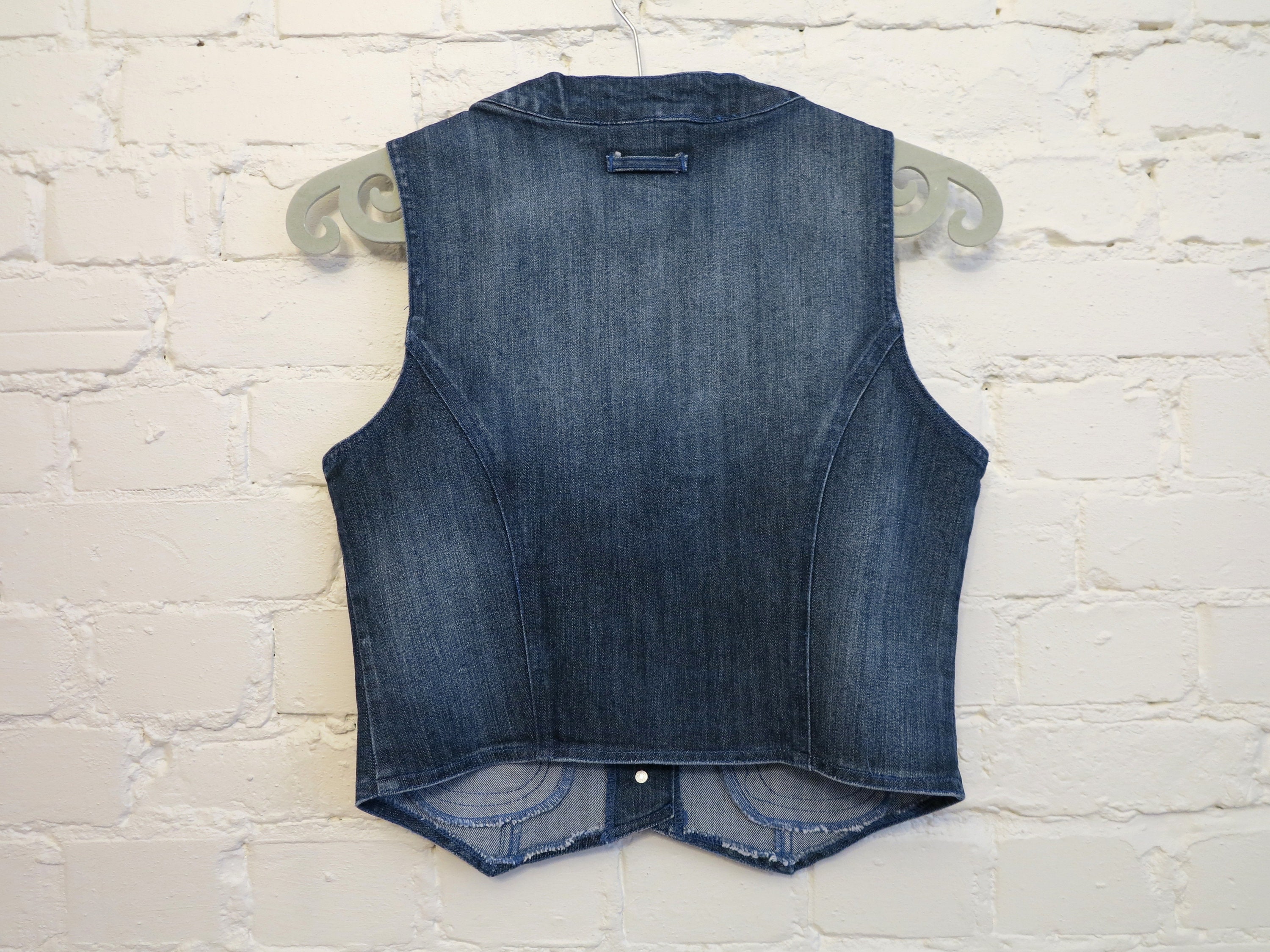 Blue Denim Vest Womens Denim Vest Fitted Jens Waistcoat Stretchy Denim