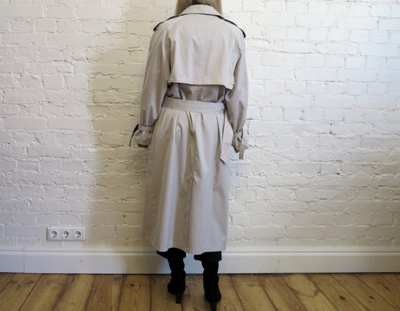 Vintage 80s Pale Gray Womens Trench Coat Light Gr… - image 4