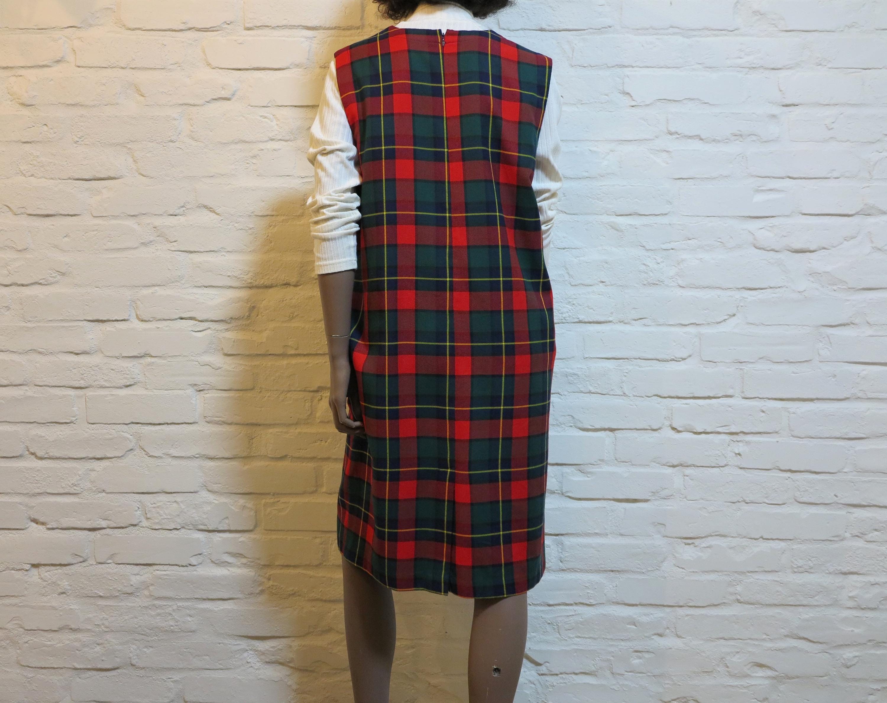 Red Blue Green Tartan Plaid Jumper Dress Checkered Overall