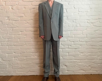 Vintage 90s GIORGIO ARMANI Le Collezioni Gray Herringbone Stripe