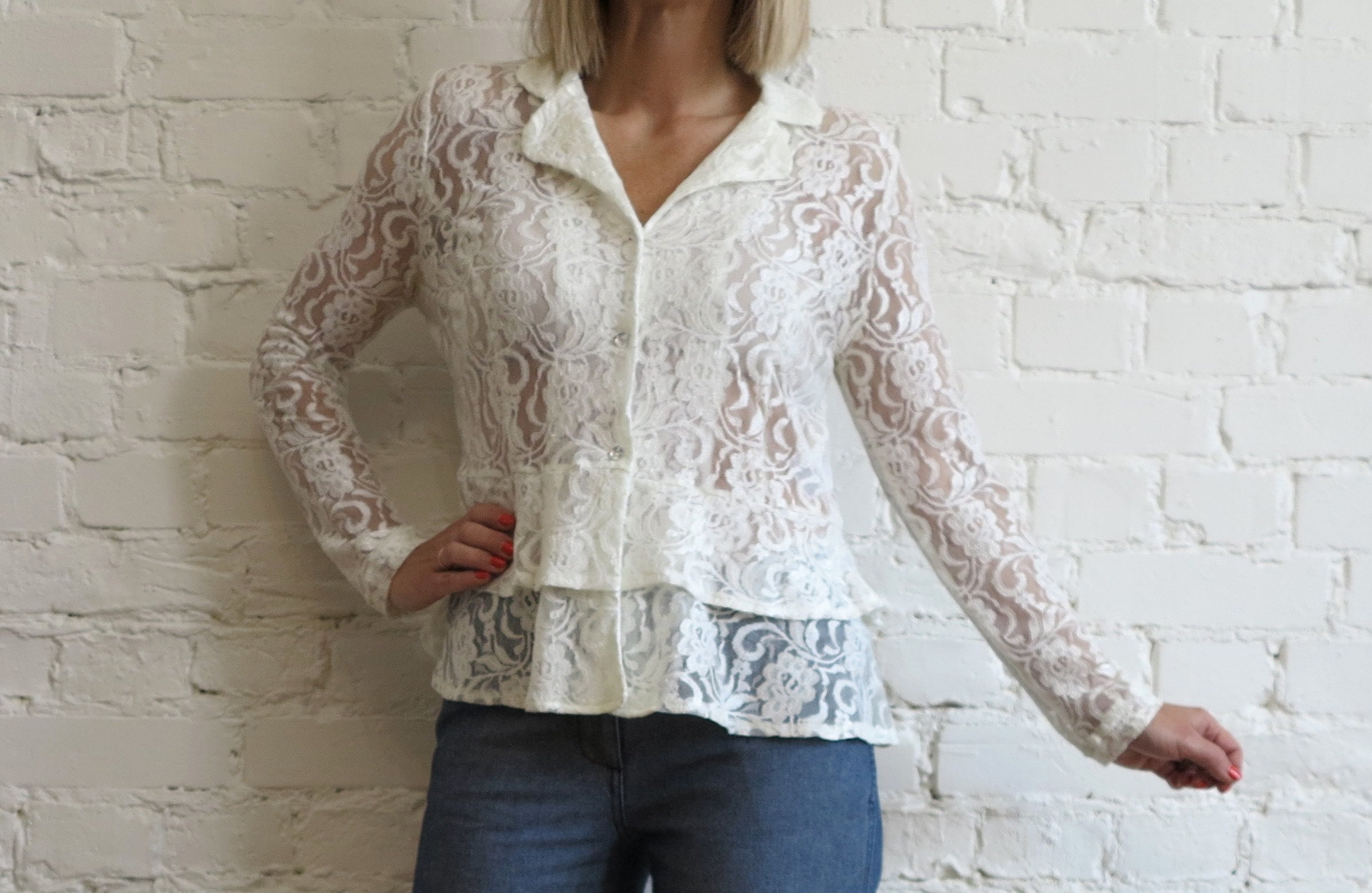 Ivory Lace Blouse - Etsy