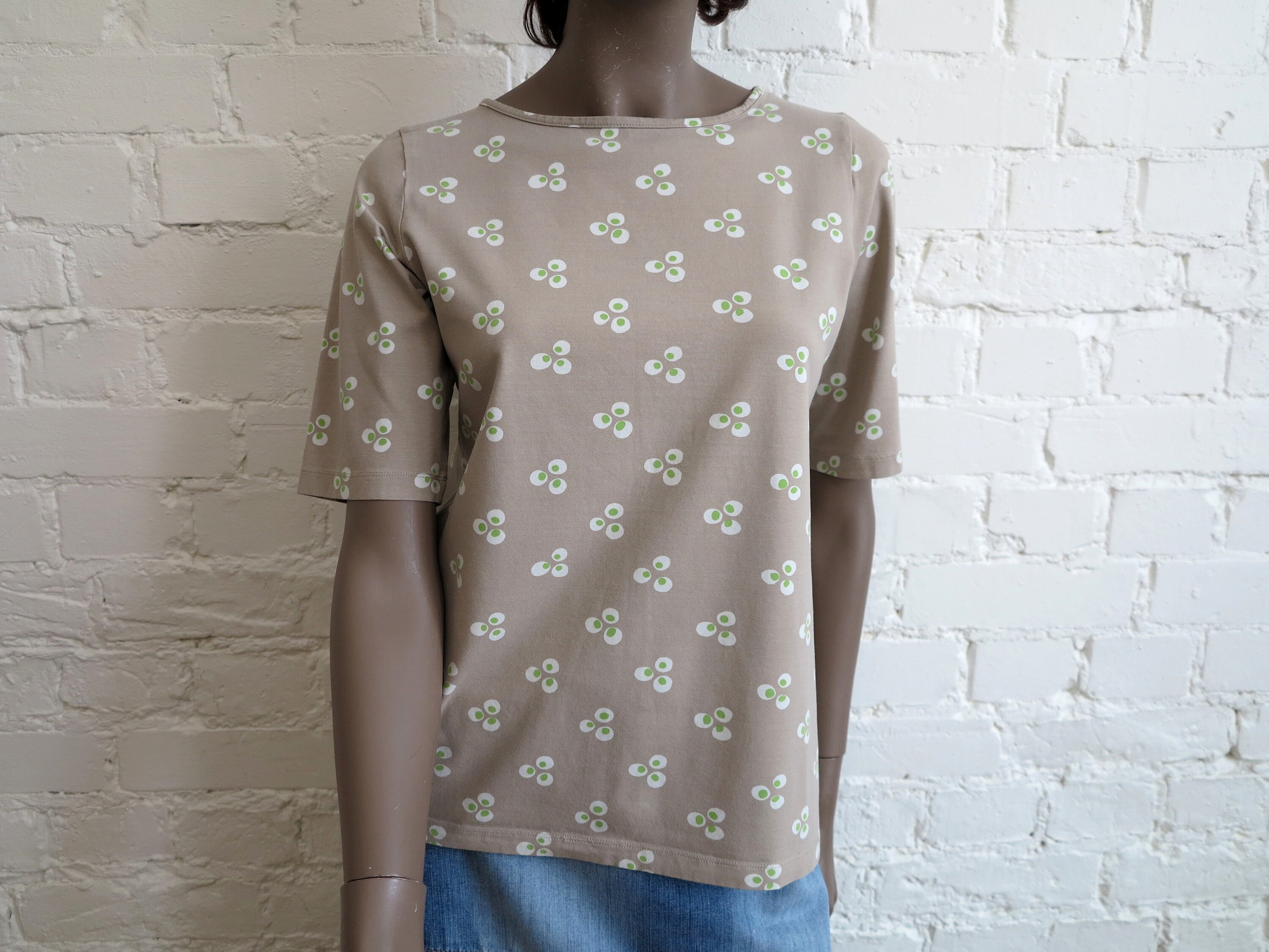 MARIMEKKO Shirt Womens Abstract Floral Top Beige Print Cotton - Etsy UK