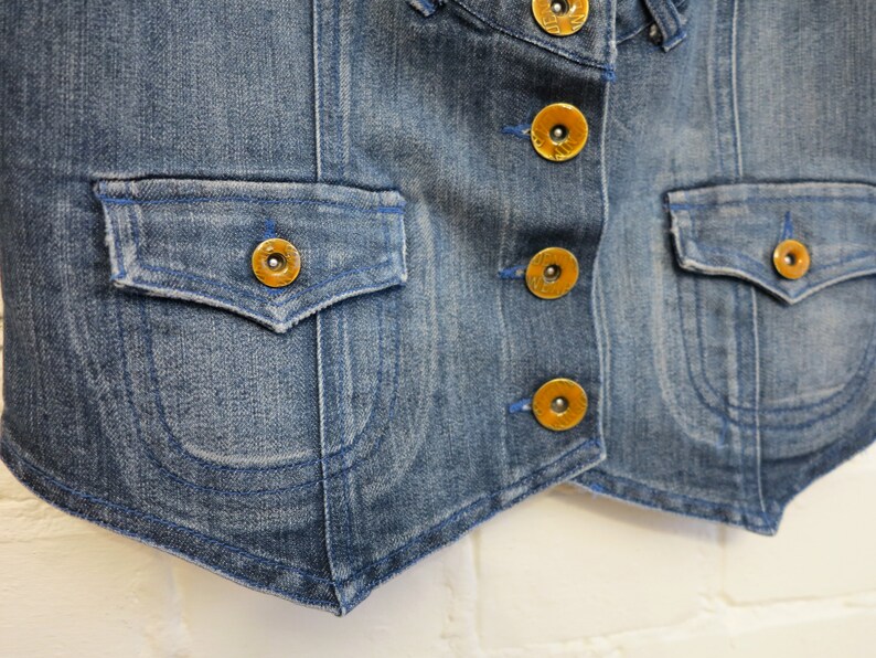 Blue Denim Vest Womens Denim Vest Fitted Jens Waistcoat Stretchy Denim