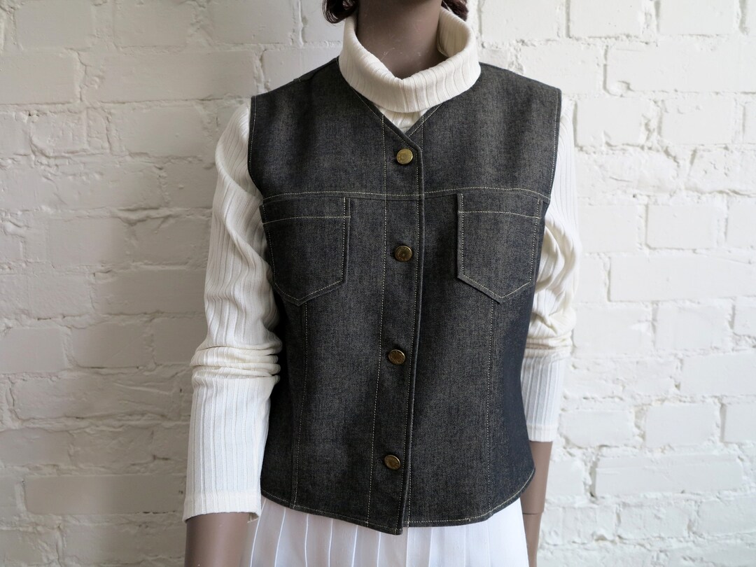 Khaki Women's Vest Fitted Khaki Vest Khaki Waistcoat Stretchy Cotton Blend Denim Vest Womens
