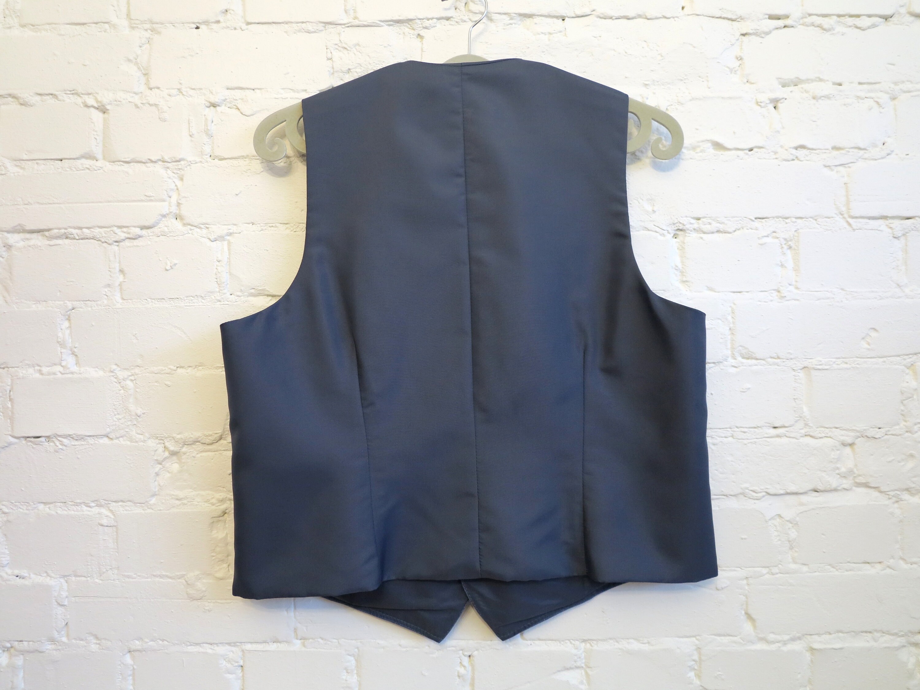 Blue Grey Gentlemen's Vest Mens Vest Formal Fitted Waistcoat