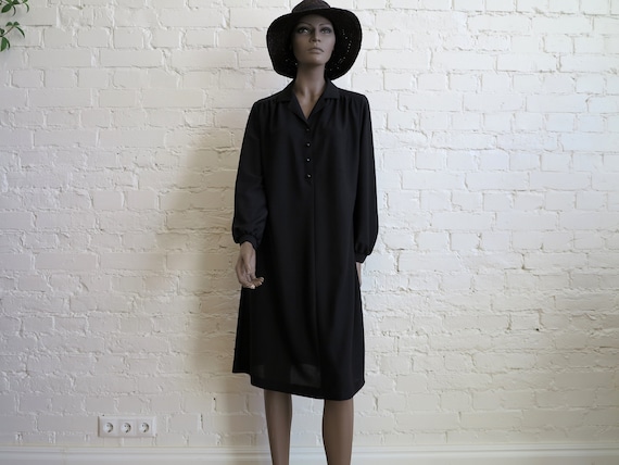 black shirt dress knee length sa black shirt dress cotton-knee length Studio Heijne
