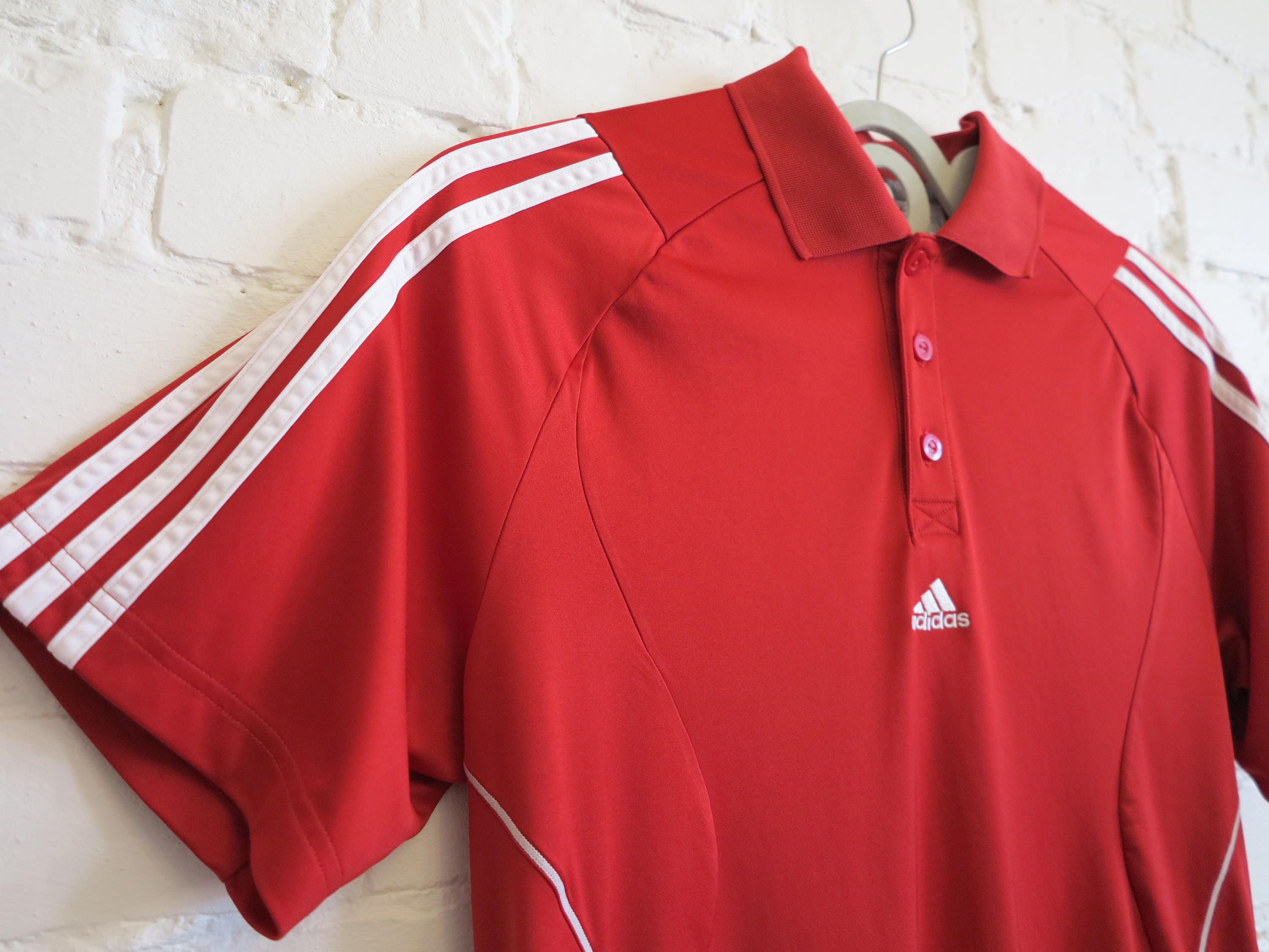 Red Adidas T Shirt Adidas Polo Shirt Mens Shirt Short Sleeves Etsy