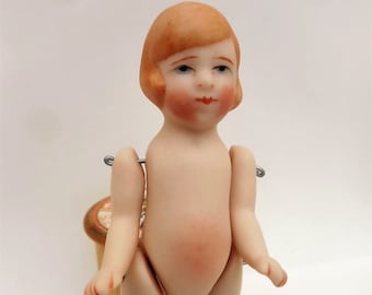 Porcelain doll dolls and miniature all bisque 1920s flapper doll artist doll child doll small china doll  sundaybestdolls