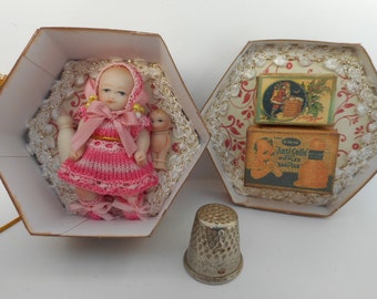 Artisan dolls house doll porcelain all bisque 12th scale handmade doll miniature doll german doll sundaybestdolls