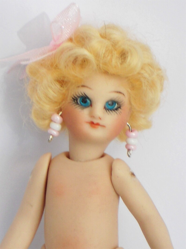 Penny Light Brown Mohair wig for antique bisque German French Mignonette doll