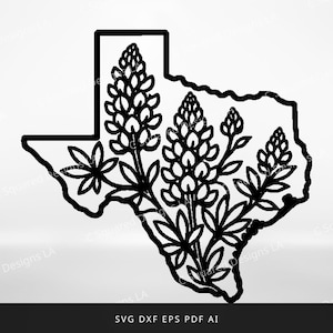 Texas Bluebonnet SVG| State Outline Cut File| Bluebonnet DXF|  Metal Wall Art| Digital Download