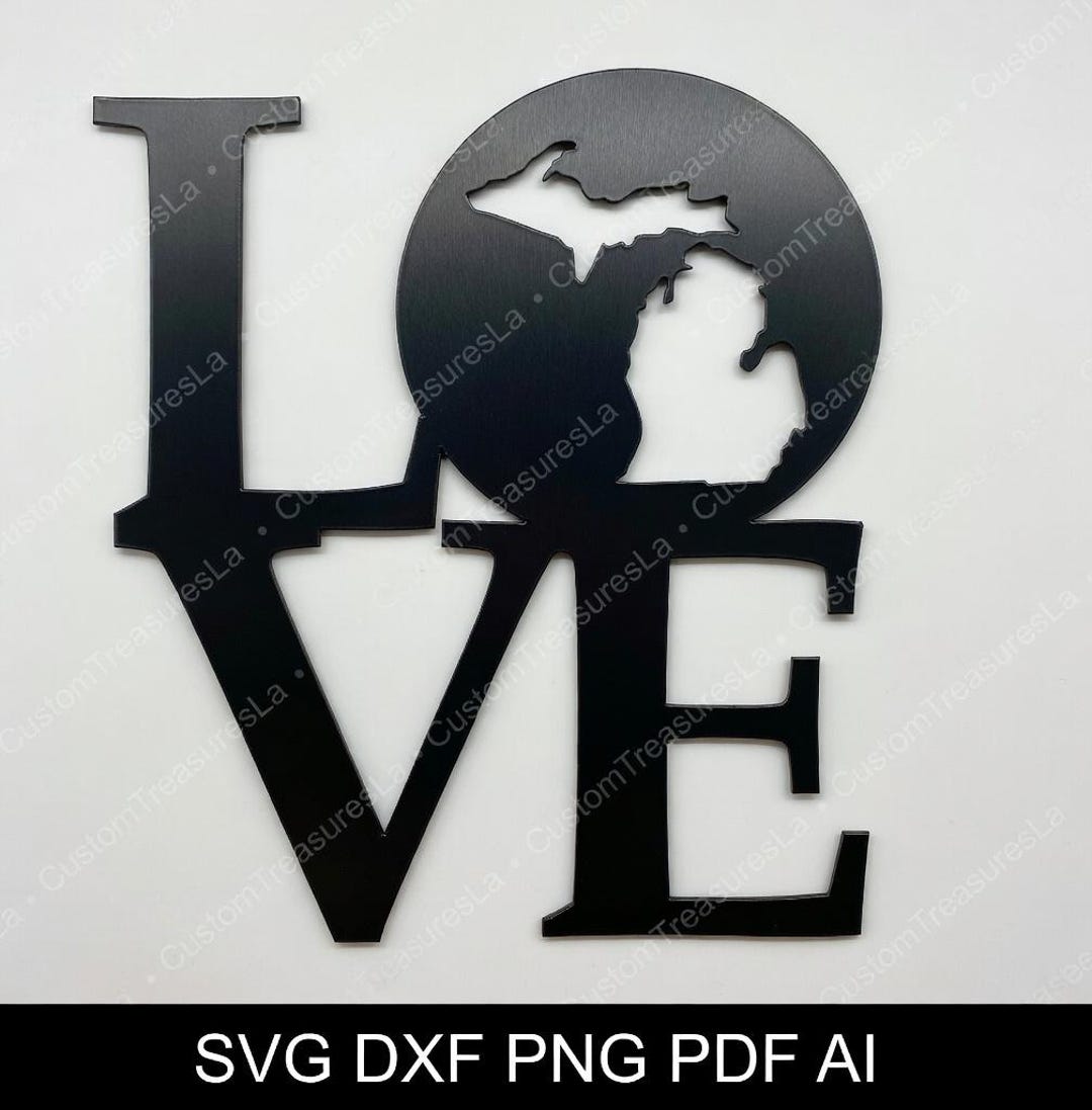 Michigan M Dxf File Love Michigan Cutting File Dxf, Eps, Svg, AI, Pdf | Digital Download - Etsy