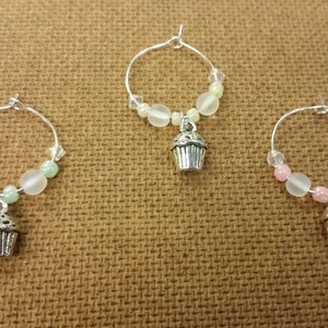 Cupcake wine glass charms. Wedding/birthday/baby shower