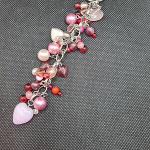 Love hearts glass bead jingle key chain bag charm