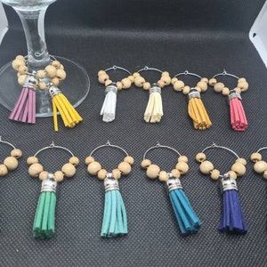 Suede tassels wine glass charms