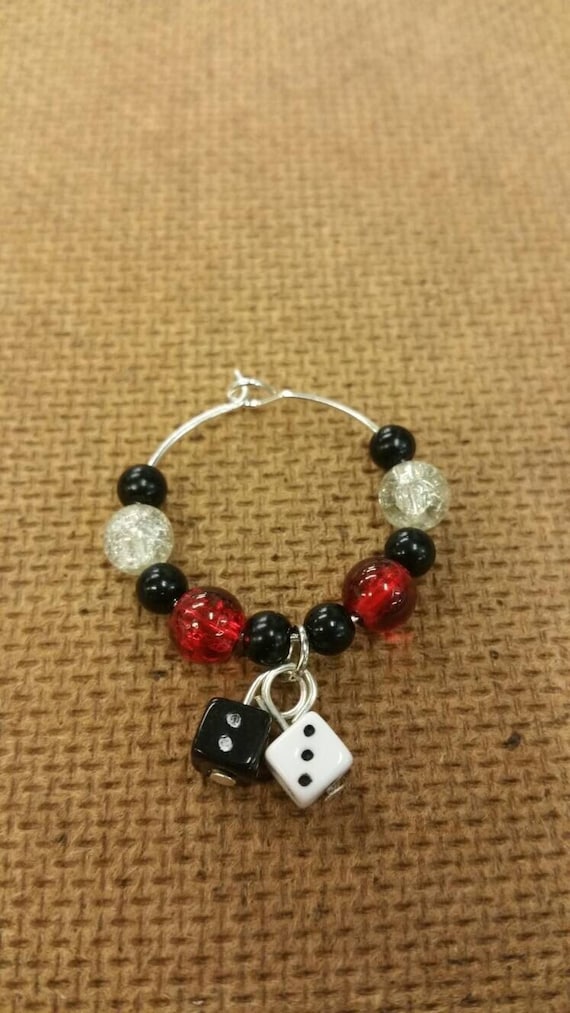 Dice Wine Glass Charms, Las Vegas Casino Party Favors