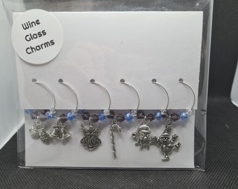 Lucky dip Christmas wine glass charms set of 6 random selection