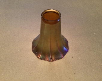 Vintage Steuben Style Gold Iridescent Glass Ribbed Shade 1920s Art Deco