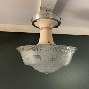 Vintage Art Deco Hanging Ceiling Light Fixture 3 Chains  Original 1930s