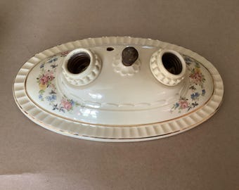Art Deco Vintage Porcelain  Porcelier Ceiling Light Fixture 1930s