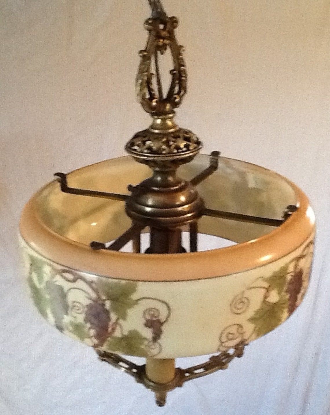 Vintage Lightolier Chandelier 1920s Grapes Art Deco Free Etsy