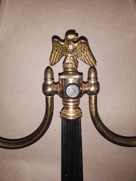 Vintage Leviton Double Lamp Glass Shades Brass Eagle Student Vintage Leviton Double Lamp Glass Shades Brass Eagle Student