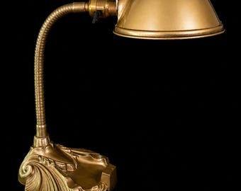 Antique Pittsburgh Metal Specialties Desk Lamp c.1920 – Patent Applied – Art Deco Gooseneck Industrial Lamp – Cast Iron Base