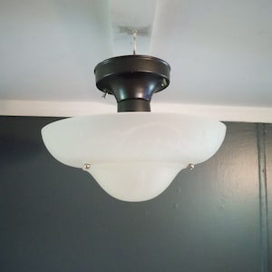 Vintage Art Deco Ceiling Light Fixture Semi Flush 1930s.