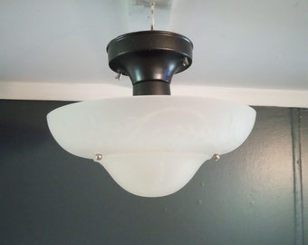 Vintage Art Deco Ceiling Light Fixture Semi Flush 1930s.