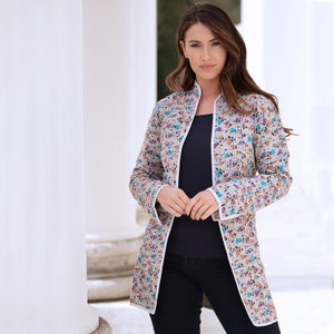 SALE JACKET -Long style - Multicoloured flowers design jacket