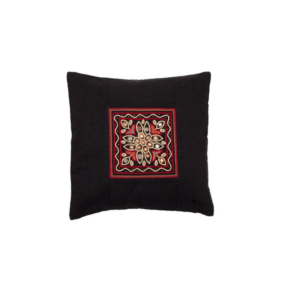 Embroidered Cushion Cover 30cm X 30cm Red Beige and Gold Embroidery Etsy UK