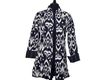 Women's Indian IKAT Jacket  - Black and White