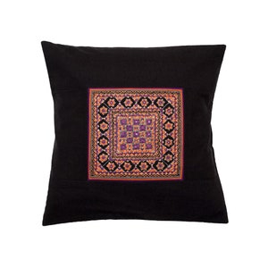 Embroidered Cushion Cover - 40cm x 40cm - Lilac, Grey and Coral embroidery