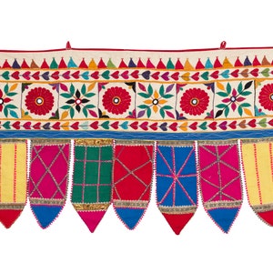 Pelmet Wall hanging - Embroidered wall hanging with Flowers and Mirrorwork