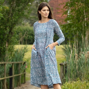 SALE MAYA DRESS - All sizes - Teal and Burgundy design - 100% cotton