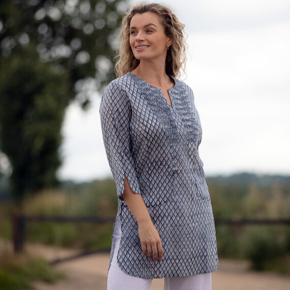 Twilight blue flared long sleeves kurta shop