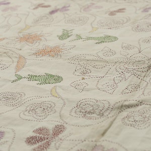 VINTAGE TEXTILE Small Vintage Kantha with silk embroidery image 5