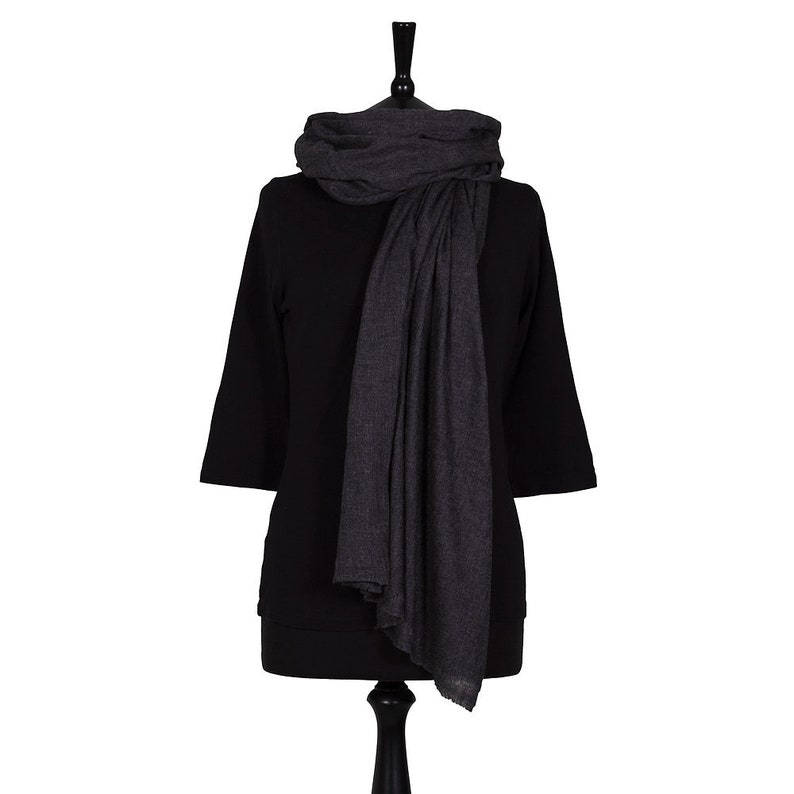 SALE Soft Wool Scarf Dark Grey image 3